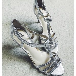 Silver Enzo Angiolini Strap Heels
